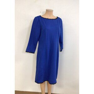 Talbots Blue Dress Scalloped Trim Womens 12 New